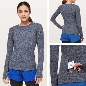 LULULEMON Cypress Kiss Long Sleeve Sz 4 Fusion Jacquard Black Violet Viola